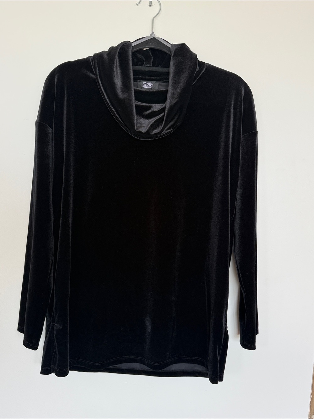 Jones New York Black Velvet Cowl Neck Top